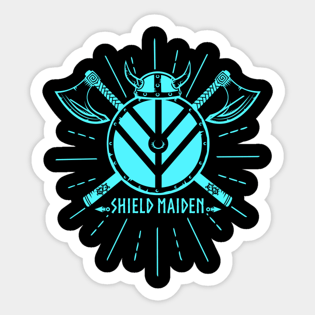 Shield Maiden in Aqua Sticker by LittleBean